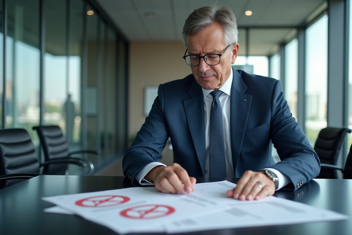 Homme d'affaires sérieux examine des documents officiels