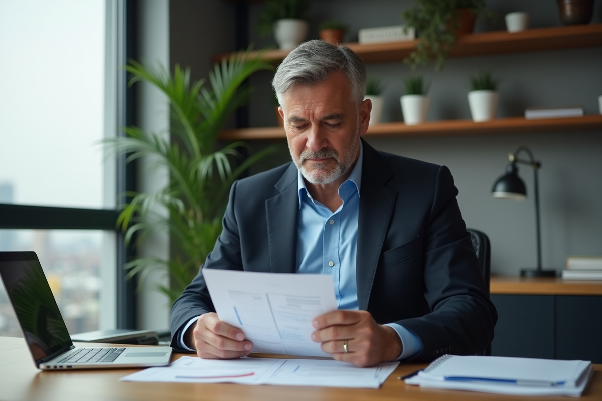 Homme d'affaires en costume dans un bureau moderne