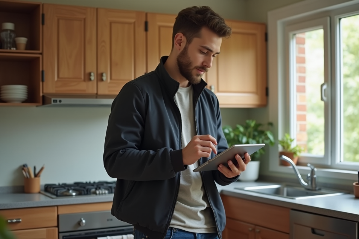 Jeune homme consulte une police d