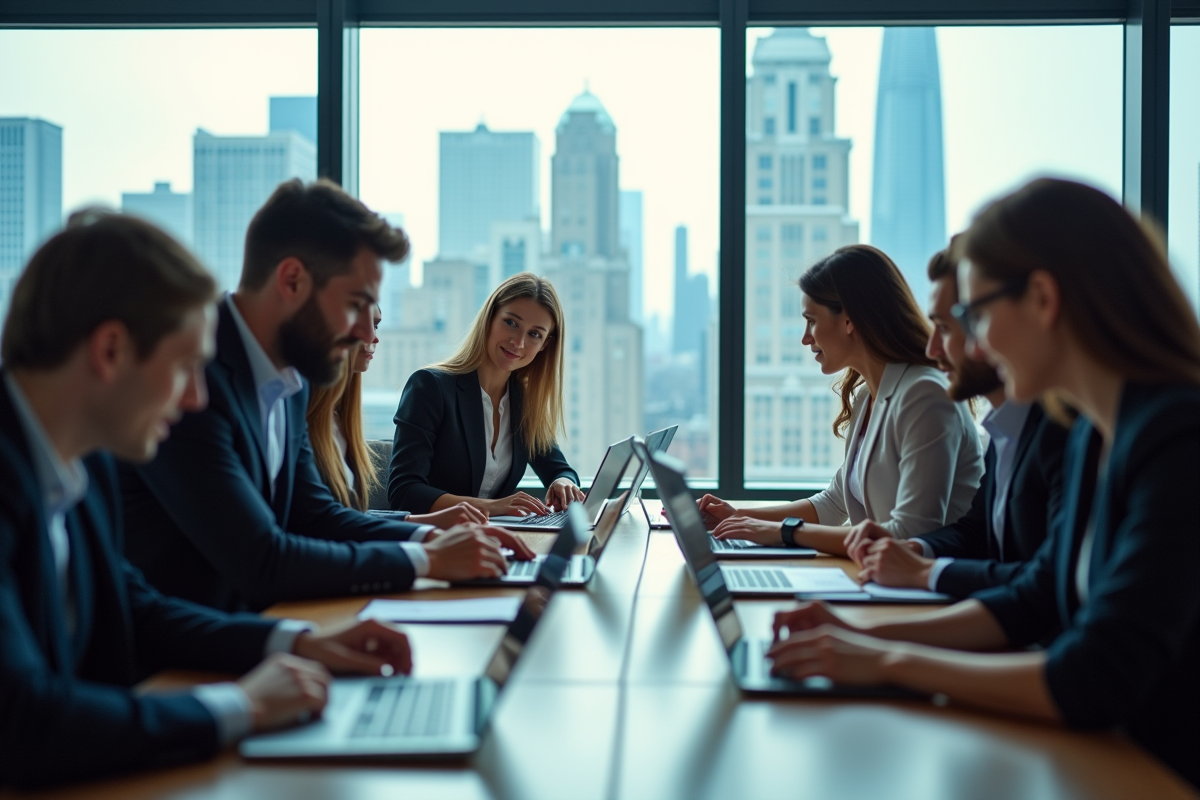 Jeunes professionnels collaborant dans un espace moderne