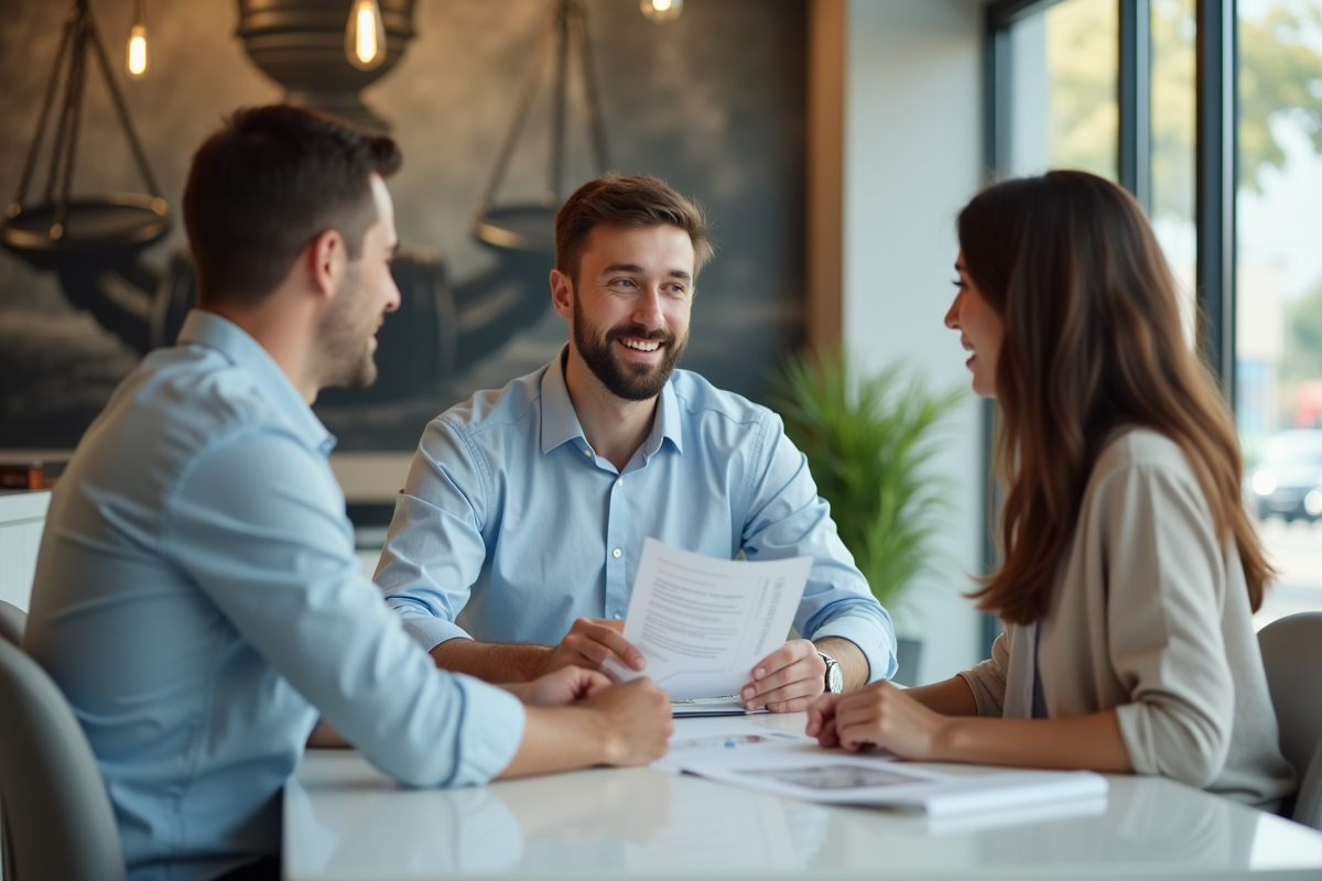Jeune homme discutant avec une conseillère financière dans une agence bancaire